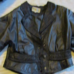 Vintage Retro 1980's Woman's Black Leather Jacket Size Small Y2K!